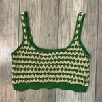 ASTR The Label Crochet Crop Top Sleeveless Green Beige Knit Tank Large Photo 3
