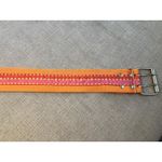 Handmade Bohemian Canvas Belt Womens One Size Double Prong Grommet Orange Photo 2