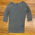 EXPRESS Metallic Knit Top Womens Small Gray Sparkle Shimmer Sweater 3/4 Sleeve Photo 0