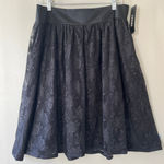 DKNY  Sz 10 Black Lace Midi Skirt Satin Waist Zipper Closure Photo 0