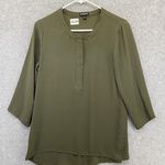 EXPRESS  Women's Blouse Solid Olive Green Size Small 1/2 Zip 3/4 sleeve Photo 0