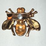 Gold Tone and Black Enamel Rhinestone Bee Brooch Photo 4