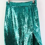 Love the Label Celine Sequin High Slit Midi Skirt Teal Size‎ XS Green Photo 3