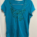 Coldwater Creek  Turquoise Sequin Short Sleeve Top Photo 0