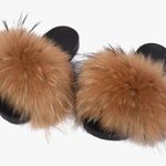 Valpeak Fur Slippers Slides Women Open Toe Fuzzy Fur Size 9 Photo 0