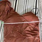 Venti6 Metallic Copper Long‎ Sleeve Dress Medium One Shoulder Asymmetrical Party Brown Photo 7