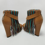 Charm City Sole Womens Fringe Platform Heel Ankle Booties Peep Toe Size 8 Brown Photo 9