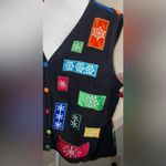 Westbound  Women’s Size XL Sequin Snowflake Black Sweater Vest Striped Christmas Photo 4