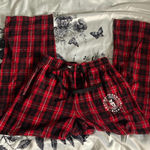 Boxercraft Red & black plaid pajama/lounge pants with a Mount Olive “Marauder Cheerleaders” logo. Photo 0