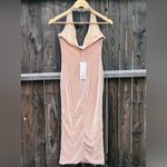 Oh Polly  Plunge Neck Halter MIDI Dress In Rose Gold NWT Photo 14