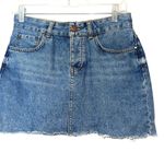 ASOS 100% Cotton Dark Wash Frayed Hem Micro Mini Denim Skirt Photo 3