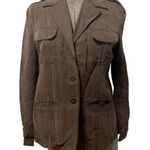 Chico's 🌸  Brown Silk Blazer button top 1 S M vintage vtg Photo 0