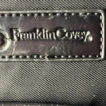 FRANKLIN COVEY VEGAN LEATHER BAG BLACK SILVER ACCENTS BLACK WHITE STRIPE LINING Photo 3