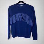 COS  Navy Blue Frilly Ruffle 100% Wool Crew Neck Sweater XS Photo 1
