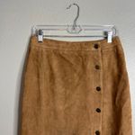 29 Porter RD Goat Leather Suede Skirt Womens Size M Tan Midi Button Front Brown Size M Photo 3