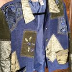 Womens Vintage Napa Valley Petites Blue Patchwork Beaded Multimedia Jacket lg Size undefined Photo 3