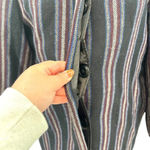 & Other Stories & Other Stories Coat Jacket Blanket Stripe Wool Blend Navy Blue Maroon Size US 2 Photo 5