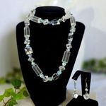 Vintage Artisan Crystal Glass Bead Necklace and Earrings Set Photo 0