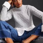 Anthropologie Maeve Cable-Knit Layered Sweater Gray Photo 2