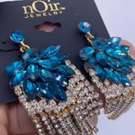 nOir luxury dangle flower crystal tassel long earrings- New Photo 9