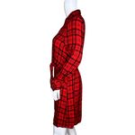 EXPRESS ‎ Dress Womens XS Red Black Plaid Shirt Dress Twist Front Office Casual Photo 2