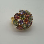 Joan Rivers Glam Finale Multicolor Crystal Gold Tone Bauble Ring Size US 7 RARE Photo 6