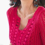 Chico's Chico’s Hot Pink Loose Weave Crochet Knit Top & Tank Set 2 L Photo 0