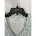 Softies Aqua Dot Short Sleeve Notch Collar Capri Baggy Pants Matching Lounge Set Blue Photo 3