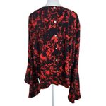 Carmen Marc Valvo  Red and Black Print Blouse with Bell Sleeves NWT Size XL Photo 1