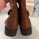 Shoe dazzle, brown scrunched boots with gold buckles and zippers size 10 Photo 6