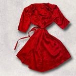 Reformation  100% Silk Red Wrap Mini Dress Photo 3