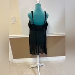 Jessica Vintage Black Velvet Sheer Babydoll Slip Dress Iridescent Beaded Floral Size XL Photo 2