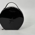 RARE Thierry Mugler Makeup Case Handbag Round Hard Patent Black Zip Around VTG Photo 3