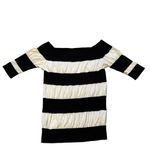 The Limited  Square Neck Wide Striped Black/White Short Sleeve Sweater, Sz S Photo 3