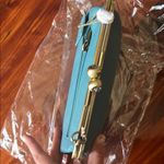 Anuschka Blue Leather Wristlet Clutch with Pebbled Texture Photo 3