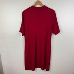 Susan Graver Everyday Mock Neck Short Liquid Knit Dress Large Red Stretch Comfy Photo 2