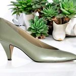 Vintage: Amalfi ❤︎︎ Monica Kitten Heel Pumps ❤︎︎ Pastel Mint Pearl Leather ❤︎︎ 7 Silver Photo 14