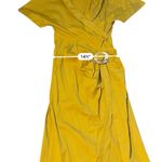 Cult Gaia  Calista Short Sleeve Faux Wrap Midi Dress‎ in Tumeric Gold Yellow Sz 2 Photo 11