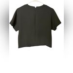 J.Crew 365 CROP SHIRT Black Crepe SPLIT NECK Cap Sleeve Top Blouse Lined Photo 2