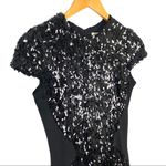 Dress the Population  Sabrina Fringe Petal Mini Black Sequin Cocktail Dress XS Photo 9