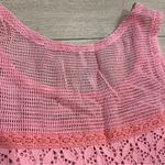 Free People  Pink Mesh Crochet Lace Sleeveless Cropped Tank Top Size M Photo 6