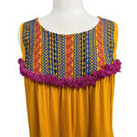 Hannah Size Large Mustard Yellow Sleeveless Tassel Boho Top Photo 1