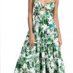 CARA CARA Green Delilah Tiered Floral Print Cutout Maxi Dress S White Photo 3