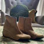 VIA SPIGA WOMEN RETRO 90'S PALE PINK SUEDE WEDGE SNEAKER BOOTS SIZE 6 Tan Photo 1