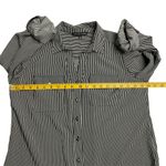 Adrienne Vittadini Button Up Shirt Black White Striped Long Tab Sleeve Size S Photo 7