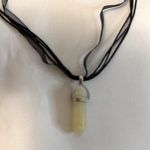 Citrine Polished Double Pointed Amythest Crystal Black Silk Cord and PU Leather Photo 3