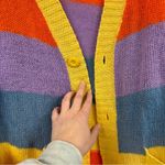 LuLaRoe  Orange & Purple Striped Duster Length Cardigan Sweater Womens L Fall Photo 5