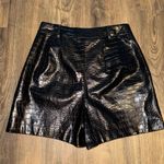 EXPRESS NWOT Faux Leather Crocodile Design Black Shorts - 0 Photo 2
