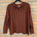 American Eagle Lace-Up Oversized Pullover Sweater Burnt Orange - Size XS Photo 0