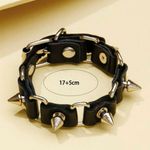 Unisex Spike Decor Leather Bracelet Photo 2